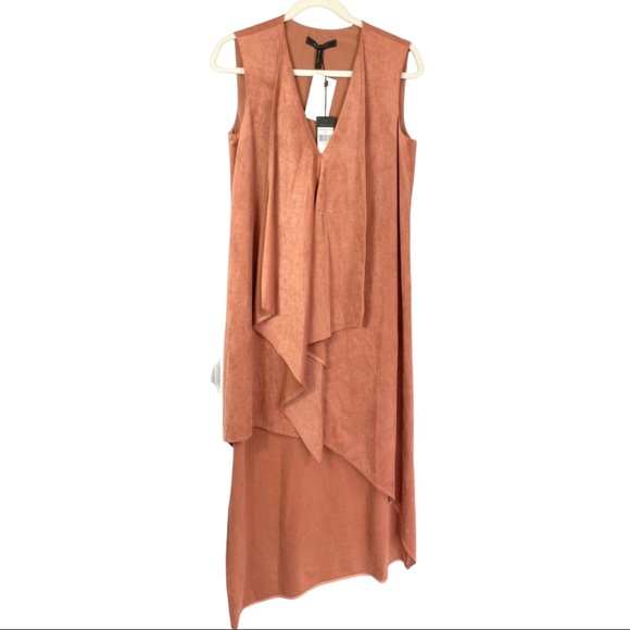 BCBG Trar Faux Suede Sleeveless Ruffle Front Dress - Picture 3 of 12